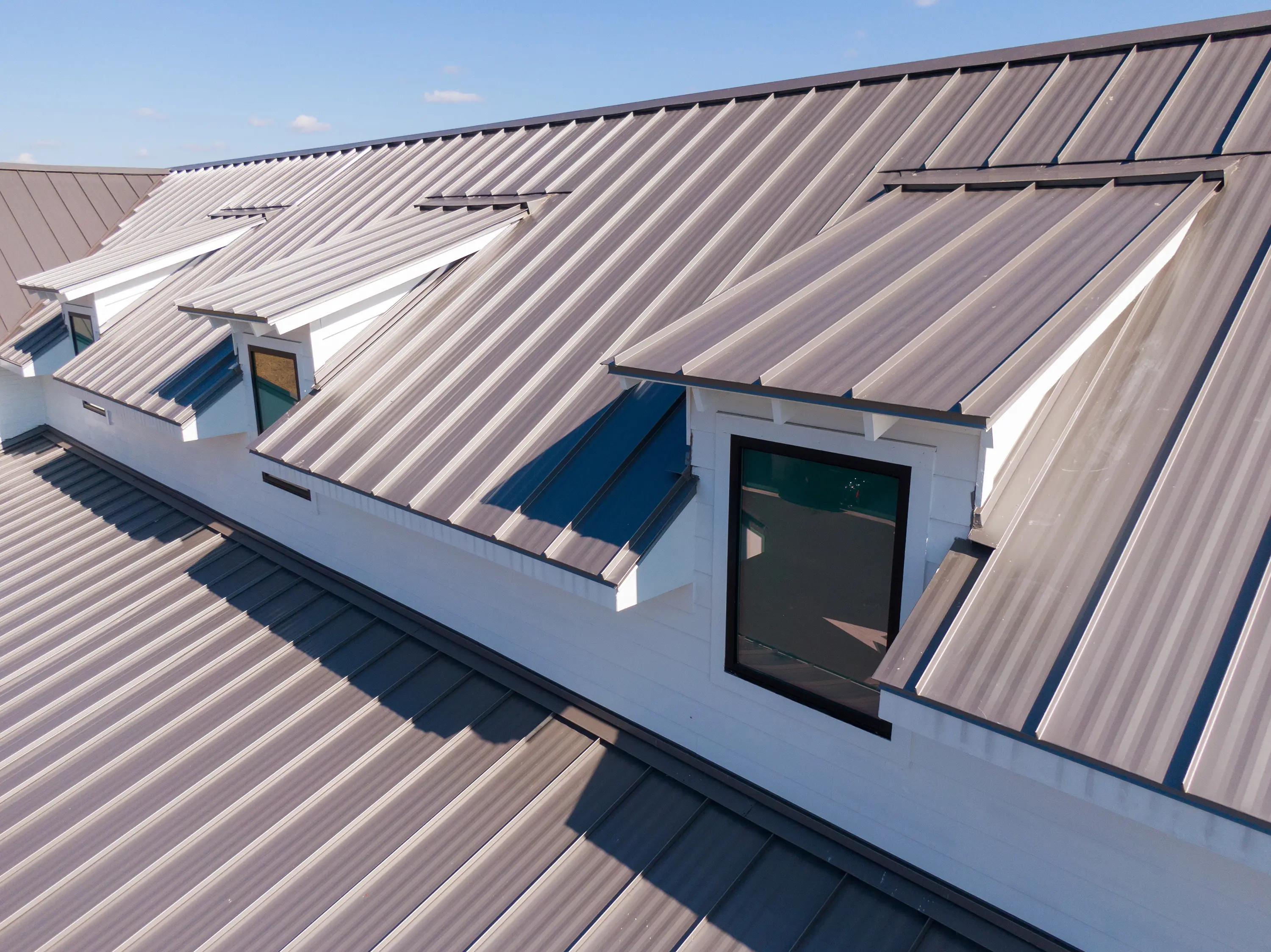 Metal roof drone shot