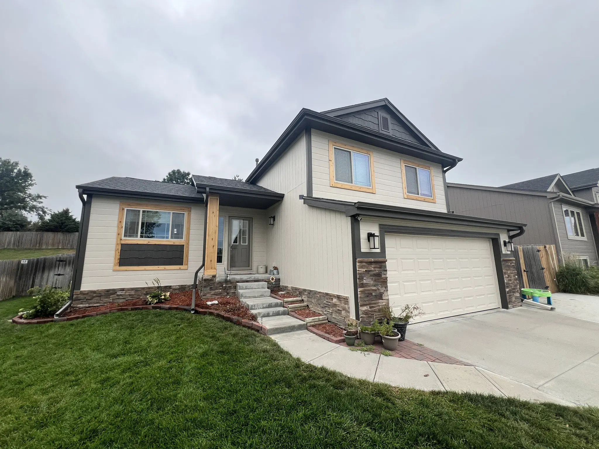 Two-storey home in Springfield, Nebraska after gutter repair